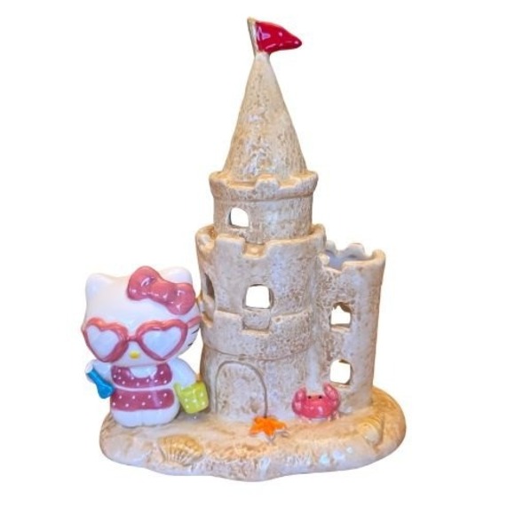 Blue Sky Hello Kitty Sand Castle Candle Holder 23456 Beach Seashell Crab Damage - Picture 2 of 11